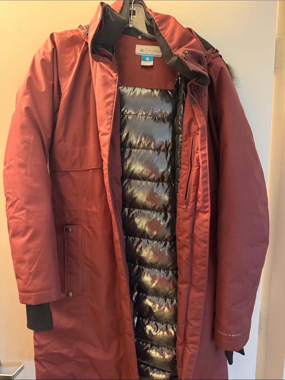 Columbia Men’s Brick Red Long Insulated Puffer Coat